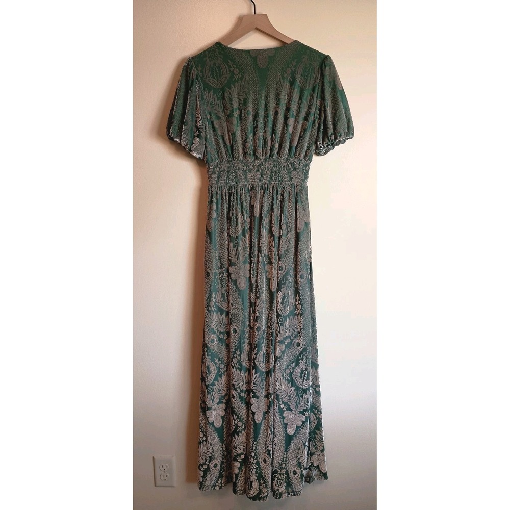 Baltic Born Leslie Velvet Maxi Dress Sage Silver Burnout Size M - Picture 6 of 12